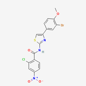 molecular formula C17H11BrClN3O4S B3539602 N-[4-(3-bromo-4-methoxyphenyl)-1,3-thiazol-2-yl]-2-chloro-4-nitrobenzamide 