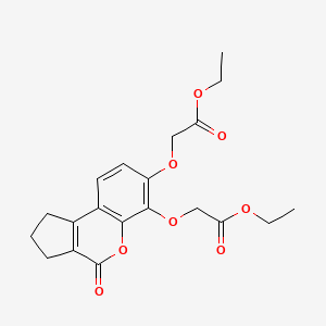 molecular formula C20H22O8 B3539624 diethyl 2,2'-[(4-oxo-1,2,3,4-tetrahydrocyclopenta[c]chromene-6,7-diyl)bis(oxy)]diacetate 