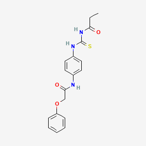molecular formula C18H19N3O3S B3539630 N-[({4-[(phenoxyacetyl)amino]phenyl}amino)carbonothioyl]propanamide 