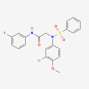 molecular formula C21H18ClFN2O4S B3539772 N~2~-(3-chloro-4-methoxyphenyl)-N~1~-(3-fluorophenyl)-N~2~-(phenylsulfonyl)glycinamide 
