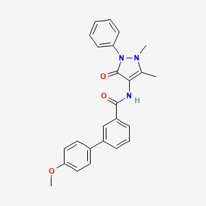 molecular formula C25H23N3O3 B3540039 N-(1,5-dimethyl-3-oxo-2-phenyl-2,3-dihydro-1H-pyrazol-4-yl)-4'-methoxy-3-biphenylcarboxamide 