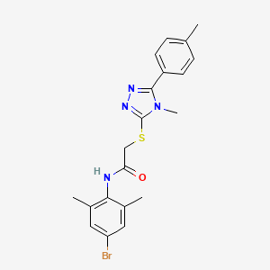 molecular formula C20H21BrN4OS B3540122 N-(4-bromo-2,6-dimethylphenyl)-2-{[4-methyl-5-(4-methylphenyl)-4H-1,2,4-triazol-3-yl]sulfanyl}acetamide 