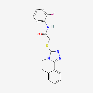 molecular formula C18H17FN4OS B3540129 N-(2-fluorophenyl)-2-{[4-methyl-5-(2-methylphenyl)-4H-1,2,4-triazol-3-yl]sulfanyl}acetamide 