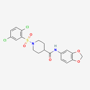 molecular formula C19H18Cl2N2O5S B3540173 N-1,3-benzodioxol-5-yl-1-[(2,5-dichlorophenyl)sulfonyl]-4-piperidinecarboxamide 