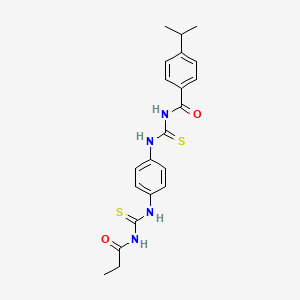 molecular formula C21H24N4O2S2 B3540212 N-({4-[(propanoylcarbamothioyl)amino]phenyl}carbamothioyl)-4-(propan-2-yl)benzamide 