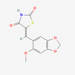 molecular formula C12H9NO5S B3540280 (5Z)-5-[(6-methoxy-1,3-benzodioxol-5-yl)methylidene]-1,3-thiazolidine-2,4-dione 