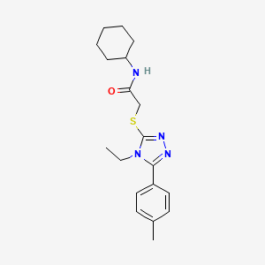 molecular formula C19H26N4OS B3540285 N-cyclohexyl-2-{[4-ethyl-5-(4-methylphenyl)-4H-1,2,4-triazol-3-yl]sulfanyl}acetamide 