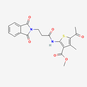 molecular formula C20H18N2O6S B3540295 methyl 5-acetyl-2-[3-(1,3-dioxo-2,3-dihydro-1H-isoindol-2-yl)propanamido]-4-methylthiophene-3-carboxylate 
