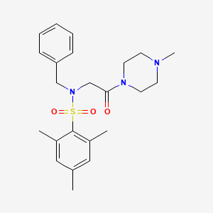 molecular formula C23H31N3O3S B3540337 N-Benzyl-2,4,6-trimethyl-N-[2-(4-methyl-piperazin-1-yl)-2-oxo-ethyl]-benzenesulfonamide 