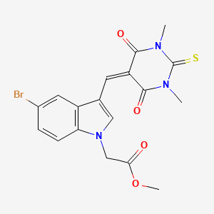 molecular formula C18H16BrN3O4S B3540351 Methyl 2-[5-bromo-3-[(1,3-dimethyl-4,6-dioxo-2-sulfanylidene-1,3-diazinan-5-ylidene)methyl]indol-1-yl]acetate 