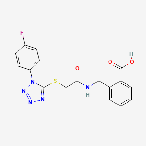 molecular formula C17H14FN5O3S B3540463 2-[[[2-[1-(4-Fluorophenyl)tetrazol-5-yl]sulfanylacetyl]amino]methyl]benzoic acid 