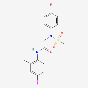 molecular formula C16H16FIN2O3S B3540477 N~2~-(4-fluorophenyl)-N~1~-(4-iodo-2-methylphenyl)-N~2~-(methylsulfonyl)glycinamide 
