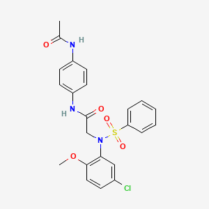 molecular formula C23H22ClN3O5S B3540481 N-[4-(acetylamino)phenyl]-N~2~-(5-chloro-2-methoxyphenyl)-N~2~-(phenylsulfonyl)glycinamide 