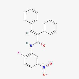 molecular formula C21H15FN2O3 B3540637 (E)-N-(2-fluoro-5-nitrophenyl)-2,3-diphenylprop-2-enamide 