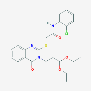 molecular formula C23H26ClN3O4S B3540724 N-(2-chlorophenyl)-2-{[3-(3,3-diethoxypropyl)-4-oxo-3,4-dihydroquinazolin-2-yl]sulfanyl}acetamide 