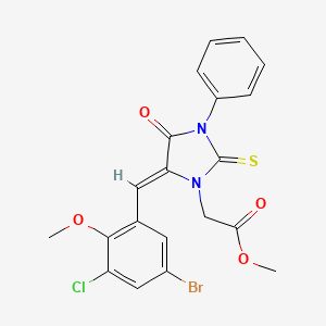 molecular formula C20H16BrClN2O4S B3540768 methyl 2-[(5Z)-5-[(5-bromo-3-chloro-2-methoxyphenyl)methylidene]-4-oxo-3-phenyl-2-sulfanylideneimidazolidin-1-yl]acetate 