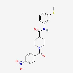 molecular formula C20H21N3O4S B3540825 N-[3-(methylthio)phenyl]-1-(4-nitrobenzoyl)-4-piperidinecarboxamide 