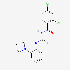molecular formula C18H17Cl2N3OS B3540887 2,4-dichloro-N-({[2-(1-pyrrolidinyl)phenyl]amino}carbonothioyl)benzamide 