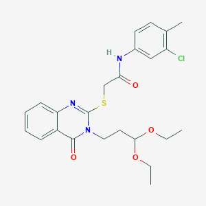 molecular formula C24H28ClN3O4S B3540990 N-(3-Chloro-4-methylphenyl)-2-{[3-(3,3-diethoxypropyl)-4-oxo-3,4-dihydroquinazolin-2-YL]sulfanyl}acetamide 
