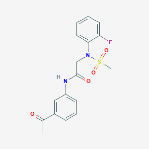 molecular formula C17H17FN2O4S B3541009 N-(3-acetylphenyl)-2-(2-fluoro-N-methylsulfonylanilino)acetamide 