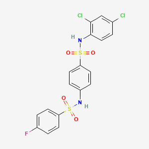 molecular formula C18H13Cl2FN2O4S2 B3541015 N-(4-{[(2,4-dichlorophenyl)amino]sulfonyl}phenyl)-4-fluorobenzenesulfonamide 