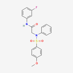 molecular formula C21H19FN2O4S B3541018 N-(3-fluorophenyl)-2-(N-(4-methoxyphenyl)sulfonylanilino)acetamide 