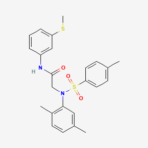 molecular formula C24H26N2O3S2 B3541038 N~2~-(2,5-dimethylphenyl)-N~2~-[(4-methylphenyl)sulfonyl]-N~1~-[3-(methylthio)phenyl]glycinamide 