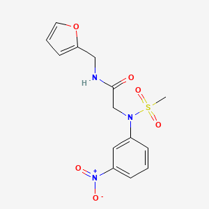 molecular formula C14H15N3O6S B3541055 N-(furan-2-ylmethyl)-N~2~-(methylsulfonyl)-N~2~-(3-nitrophenyl)glycinamide 