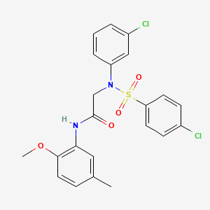 molecular formula C22H20Cl2N2O4S B3541084 N~2~-(3-chlorophenyl)-N~2~-[(4-chlorophenyl)sulfonyl]-N-(2-methoxy-5-methylphenyl)glycinamide 
