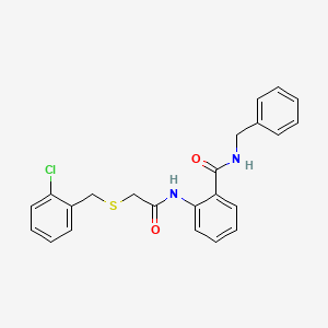 molecular formula C23H21ClN2O2S B3541124 N-benzyl-2-({[(2-chlorobenzyl)thio]acetyl}amino)benzamide 
