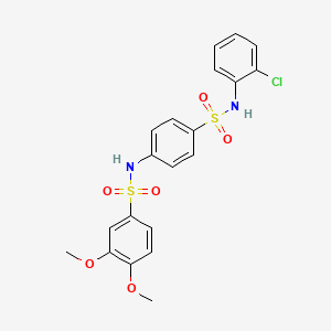 molecular formula C20H19ClN2O6S2 B3541126 N-(4-{[(2-chlorophenyl)amino]sulfonyl}phenyl)-3,4-dimethoxybenzenesulfonamide 