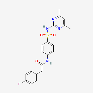 molecular formula C20H19FN4O3S B3541220 N-(4-{[(4,6-dimethyl-2-pyrimidinyl)amino]sulfonyl}phenyl)-2-(4-fluorophenyl)acetamide 