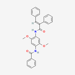 molecular formula C30H26N2O4 B3541252 N-(4-{[(E)-2,3-DIPHENYL-2-PROPENOYL]AMINO}-2,5-DIMETHOXYPHENYL)BENZAMIDE 
