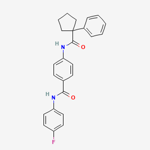 molecular formula C25H23FN2O2 B3541283 N-(4-fluorophenyl)-4-[(1-phenylcyclopentanecarbonyl)amino]benzamide 