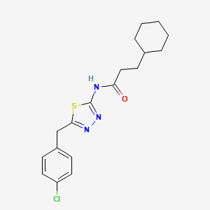 molecular formula C18H22ClN3OS B3541289 N-{5-[(4-CHLOROPHENYL)METHYL]-1,3,4-THIADIAZOL-2-YL}-3-CYCLOHEXYLPROPANAMIDE 
