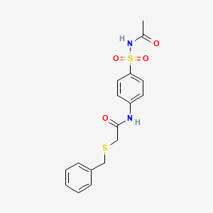 molecular formula C17H18N2O4S2 B3541602 N-{4-[(ACETYLAMINO)SULFONYL]PHENYL}-2-(BENZYLSULFANYL)ACETAMIDE 