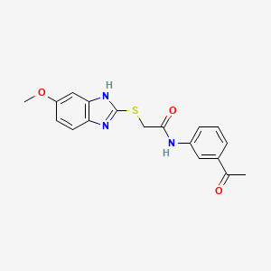 molecular formula C18H17N3O3S B3541605 N-(3-acetylphenyl)-2-[(5-methoxy-1H-benzimidazol-2-yl)thio]acetamide 