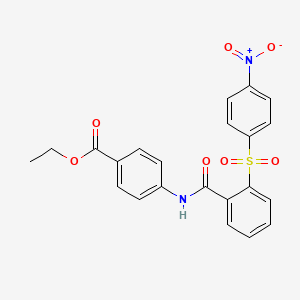 molecular formula C22H18N2O7S B3541759 ethyl 4-({2-[(4-nitrophenyl)sulfonyl]benzoyl}amino)benzoate 