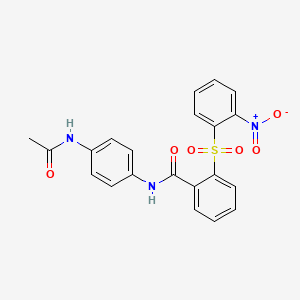 molecular formula C21H17N3O6S B3541940 N-[4-(acetylamino)phenyl]-2-[(2-nitrophenyl)sulfonyl]benzamide 