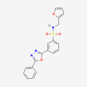 molecular formula C19H15N3O4S B3541973 N-(furan-2-ylmethyl)-3-(5-phenyl-1,3,4-oxadiazol-2-yl)benzenesulfonamide 