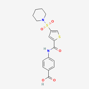 molecular formula C17H18N2O5S2 B3542133 4-[(4-Piperidin-1-ylsulfonylthiophene-2-carbonyl)amino]benzoic acid 