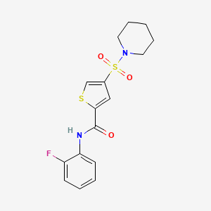 molecular formula C16H17FN2O3S2 B3542173 N-(2-fluorophenyl)-4-(1-piperidinylsulfonyl)-2-thiophenecarboxamide 