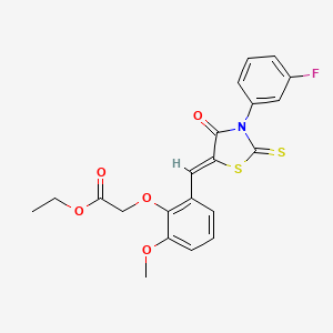 molecular formula C21H18FNO5S2 B3542254 ethyl (2-{[3-(3-fluorophenyl)-4-oxo-2-thioxo-1,3-thiazolidin-5-ylidene]methyl}-6-methoxyphenoxy)acetate 