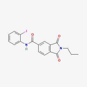 molecular formula C18H15IN2O3 B3542291 N-(2-iodophenyl)-1,3-dioxo-2-propyl-5-isoindolinecarboxamide 