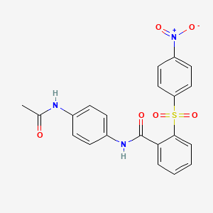 molecular formula C21H17N3O6S B3542475 N-[4-(acetylamino)phenyl]-2-[(4-nitrophenyl)sulfonyl]benzamide 