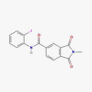 molecular formula C16H11IN2O3 B3542490 N-(2-iodophenyl)-2-methyl-1,3-dioxo-5-isoindolinecarboxamide 