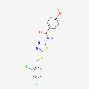 molecular formula C17H13Cl2N3O2S2 B3542559 N-{5-[(2,4-dichlorobenzyl)thio]-1,3,4-thiadiazol-2-yl}-4-methoxybenzamide 