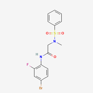 molecular formula C15H14BrFN2O3S B3542615 N-(4-bromo-2-fluorophenyl)-N~2~-methyl-N~2~-(phenylsulfonyl)glycinamide 