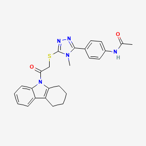 molecular formula C25H25N5O2S B3542624 N-[4-(4-methyl-5-{[2-oxo-2-(1,2,3,4-tetrahydro-9H-carbazol-9-yl)ethyl]thio}-4H-1,2,4-triazol-3-yl)phenyl]acetamide 