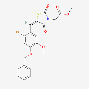 molecular formula C21H18BrNO6S B3542767 methyl {(5E)-5-[4-(benzyloxy)-2-bromo-5-methoxybenzylidene]-2,4-dioxo-1,3-thiazolidin-3-yl}acetate 